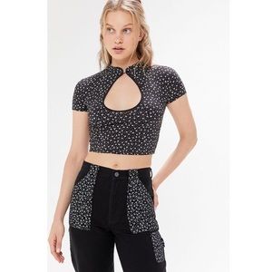 UO Blossom Ribbed Keyhole top
